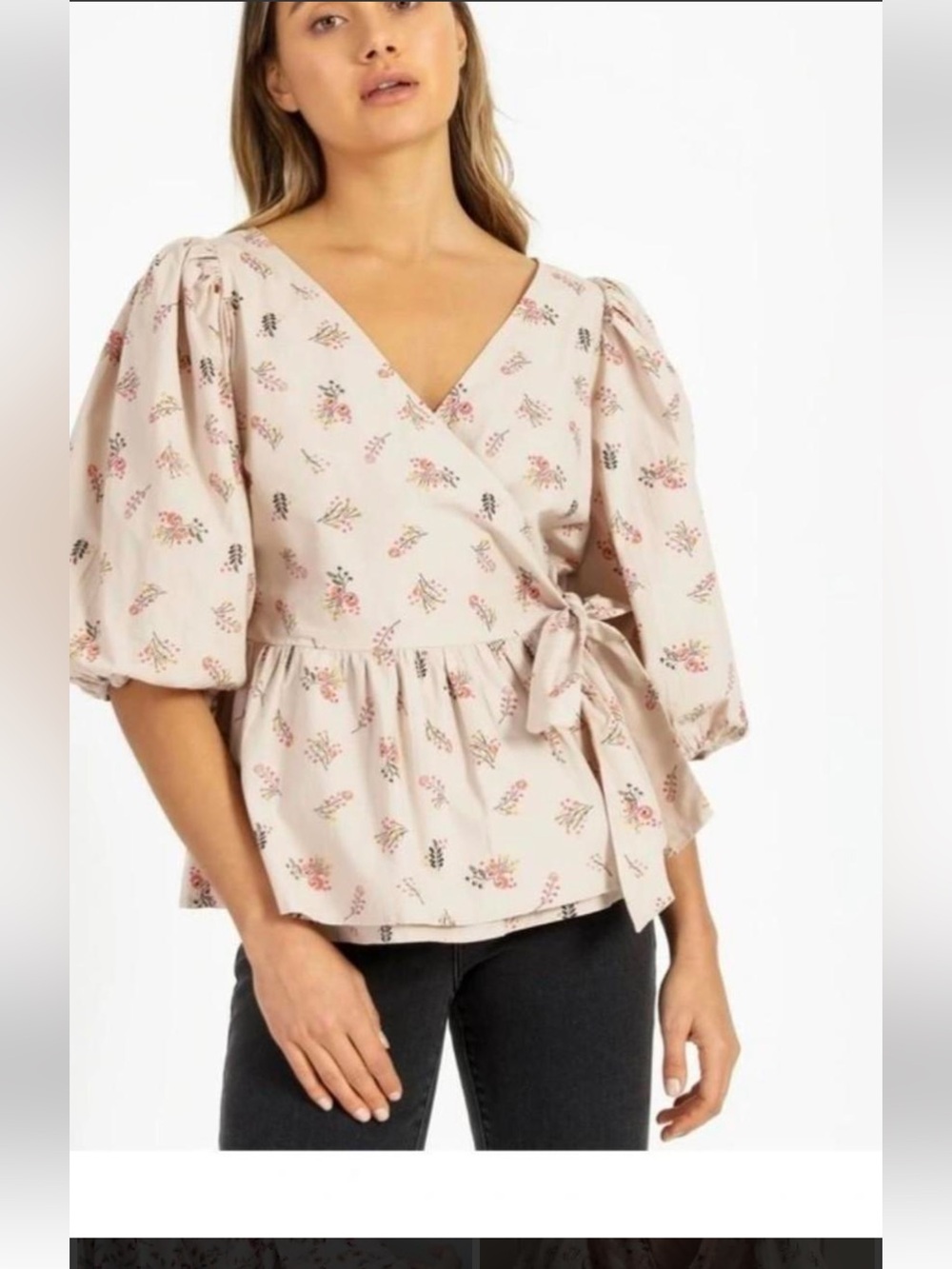 Y.A.S  Floral Wrap Peplum Wrap top